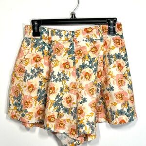 Meet Me In Santorini floral high rise dressy shorts wide leg Cotton, lined, new